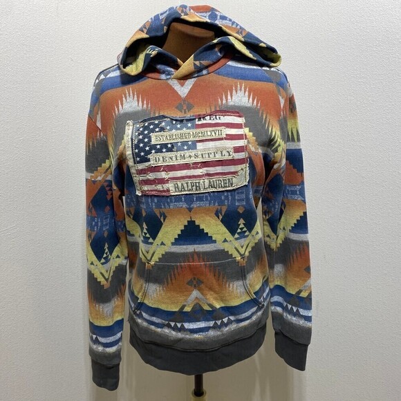 Ralph Lauren Denim Supply Small Aztec Flag Sweater RRL Polo VTG Southwestern - Picture 1 of 6